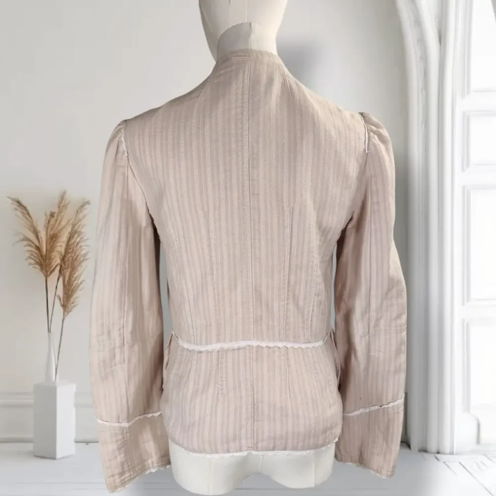 Marc Jacobs Blush Textured Jacket Eyelet Lace Trim Military Utility Size 8
